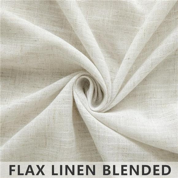 Natural Linen Curtains 84 Inch Length 2Panel Rod Pocket Ivory Cream Colored Boho - Picture 4 of 7